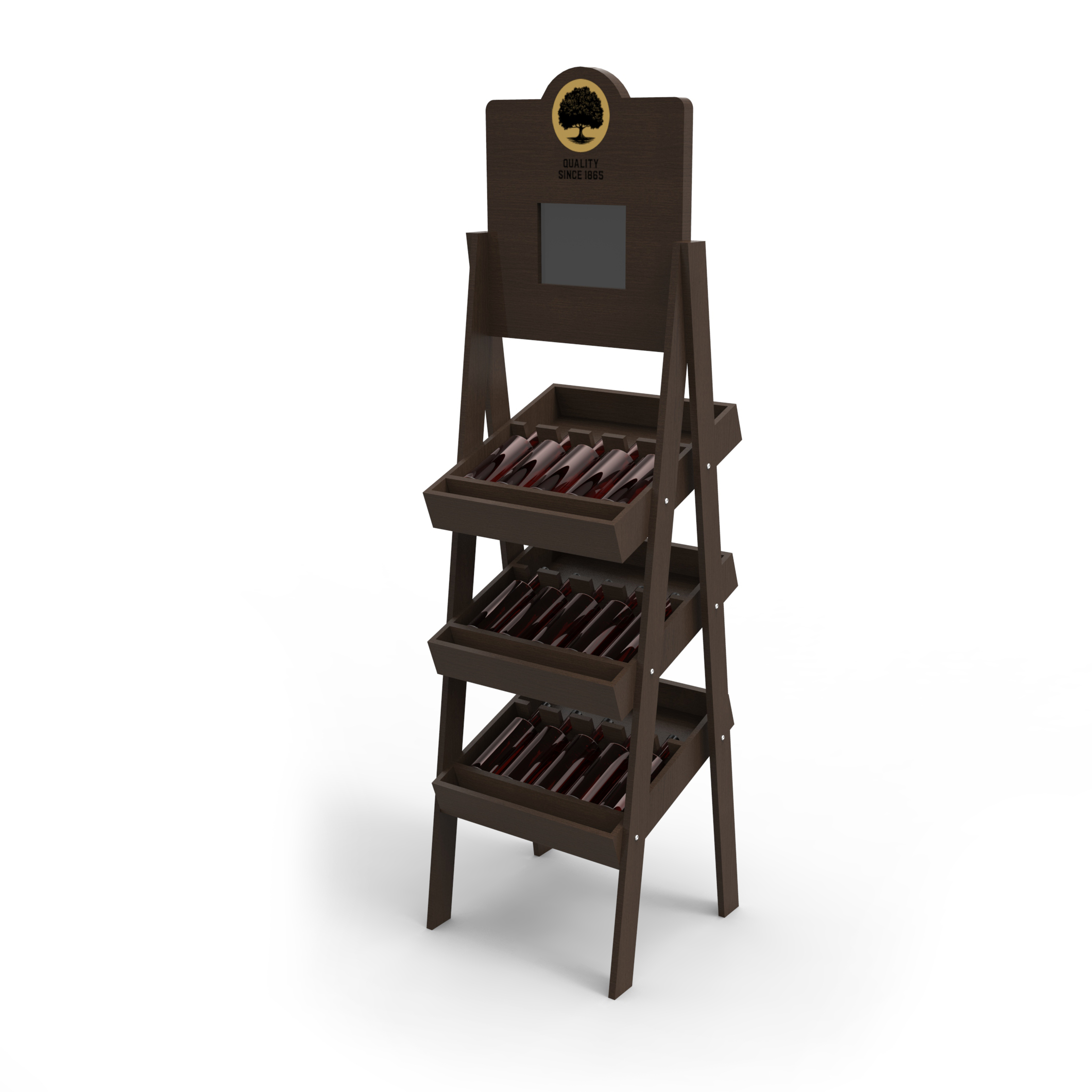 SGS Wooden Retail Display Stands Gin Display Stand With LCD Screen