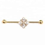 New arrival acrylic flower on industrial bar ear piercing jewelry set