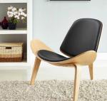 Modern Leisure Shell Chair Lounge Chair In Dark Brown Leather