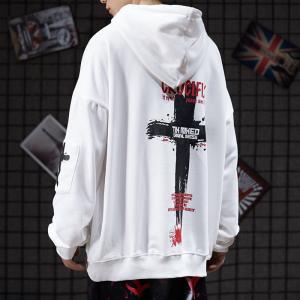 Wholesale Abstinence BF Lazy Men Cool Hoodies Cross Print Sweatshirt from china suppliers