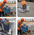 People Pushing Thermoplastic Road Line Marking Machine 100L Paint