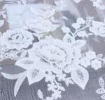 Mesh Embroidery Fabric Fashion Lace for Bridal Dress Black Ivory Double Color