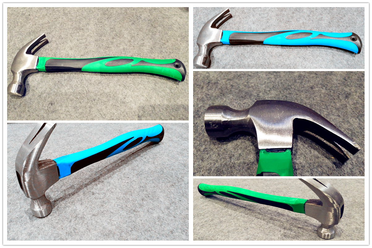 8OZ-24OZ steel Claw hammer (XL0005-2) with polishing surface and double colors rubber handle