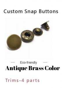 China 22L Antique Brass Brushed Metal Snap Buttons Custom Press 4 Part Button on sale