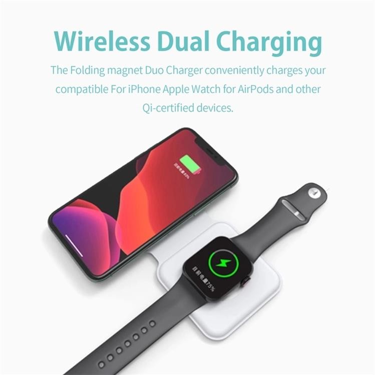 15W Dual Magsafe Magnetic Wireless Charger Folding For IPhone 12 IWatch
