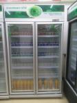 Movable 2 Glass Door Beverage Showcase With Heating Fuse Defrost System Upright