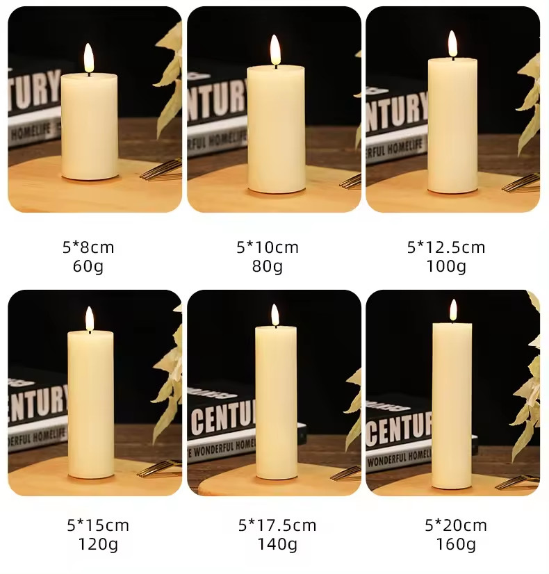 LED Candle Battery Remote Control Flameless Christmas Cylindrical Glass Cylinder Candle