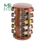 Wholesale 360° Rotatable Bamboo Spice Bottle Storage Rack For Hotel Kitchen
