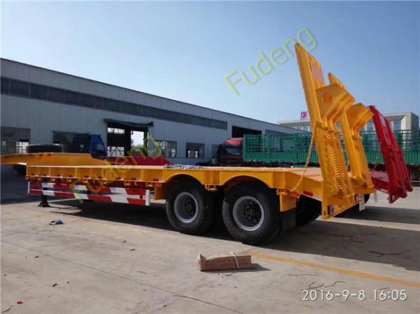 Drop Deck 3 Axles Low Bed Semi Trailer With Side Wall Mechanical Ladder