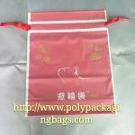 Moisture Proof Red Frosted Printed Drawstring Bags Fit Christmas Gift