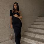 Irregular Cut Out Womens Party Maxi Dresses With Unilateral Sleeves