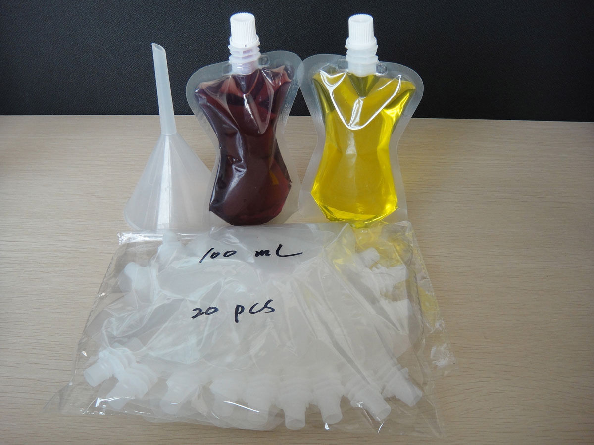 BPA Free 4 OZ/ 8OZ Nonleakage Reusable Transparent Plastic Wine Flask / Liquor Pouch