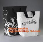 Quality assured custom logo black ribbon handle luxury paper shopping bag, White