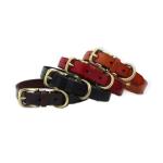 Custom Handmade Cattlehide Dog Collar Leather with Bronze Metal Plate Can Be