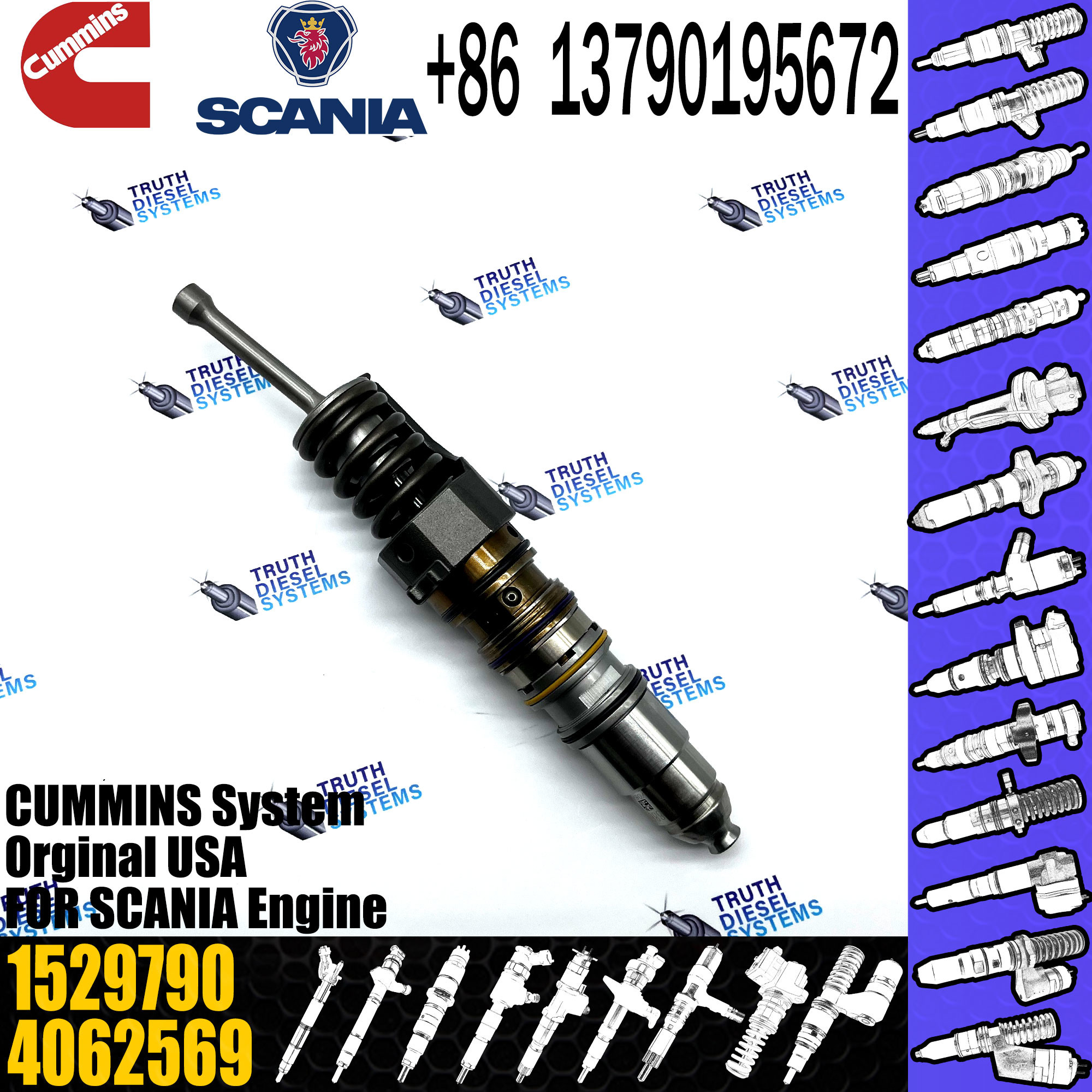 Diesel Fuel Injector Common Rail Injector 1529790 1521978 1764365 4030346 4088660 4954434 579251 1846350 For SCANIA