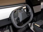 Silver Tesla Cyber Off-Road Pickup Truck with All Steel Body and 180 Km/h Max