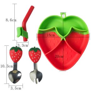 Wholesale MHC Fruit Design Silicone Baby Feeding Set BPA Free Strawberry Feeding Bowl from china suppliers
