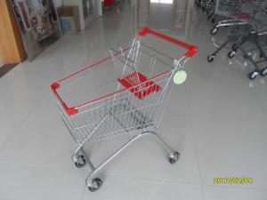 Wholesale 60L Zinc Plated Steel Supermarket Shopping Carts with 4 swivel flat TPE casters from china suppliers