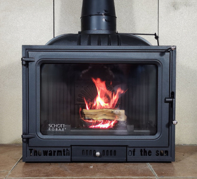 Embedded Fireplace Built In Cast Iron Wood Burning Household True Fire Three Side View Wood Stove