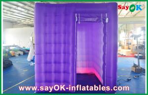 Wholesale Inflatable Photo Booth Rental 2.4m Purple Cube Photo Booth Inflatable 1 Door With LED Light from china suppliers