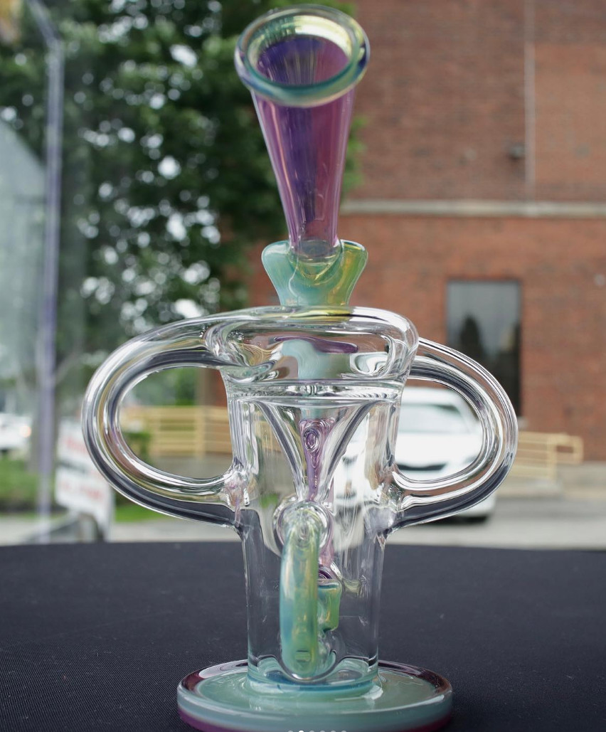 9inch Recycler Funnel Bubblers Glass Smoking Water Pipe Customizable Logo
