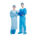 Waterproof Disposable Cpe Apron Gowns With Rubber Cuffs