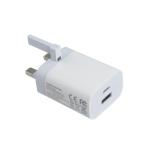 UK 2-Pin Wall Charger with USB-C and USB-A Ports, 20W Output, Compact Dual Port