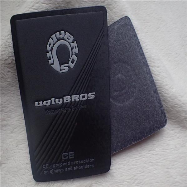 PU Leather Custom Clothing Patches , White Debossed Logo Line Dull Polish Big