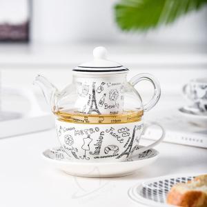 Wholesale Ceramic Tea Mug With Strainer And European Glass Teapot Sustainable One Person Teekanne Set from china suppliers