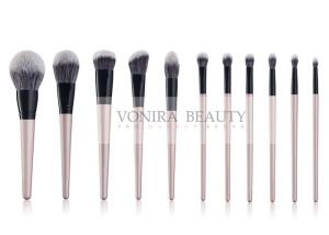 Wholesale Vegan Taklon Hair 11 Pieces Synthetic Makeup Brushes With Golden Wood Handle from china suppliers