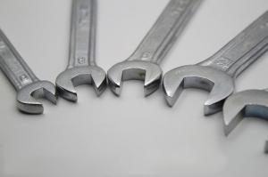 China Fully Polished Double Open End Wrench with Raised Panel Chrome Plated on sale