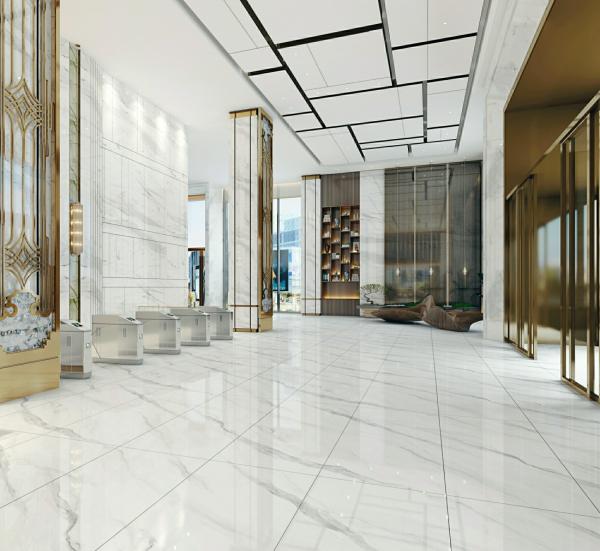 Inside Floor 900x1800x9mm Anti-Slip White Polished Glazed Porcelain Tile For