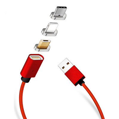 Type c iPhone lighting micro usb Magnet adsorption braid USB cable