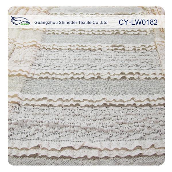 Multilayer Bridal Stretch Lace Trim Fabric Eco Friendly 50’’- 52’’ CY-LW0182