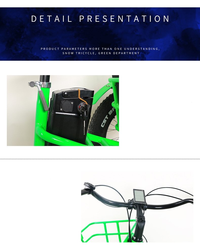 20 Inch Fat Tire 3 Wheel Electric Tricycle Long Range With 48V 350W 1000W Motor