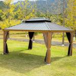 Outdoor Hardtop Gazebo Polycarbonate Double-Roof Canopy Aluminum Gazebo