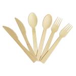 140mm 160mm Birch Disposable Spoon Fork Knife Set Wooden Cutlery for Custom