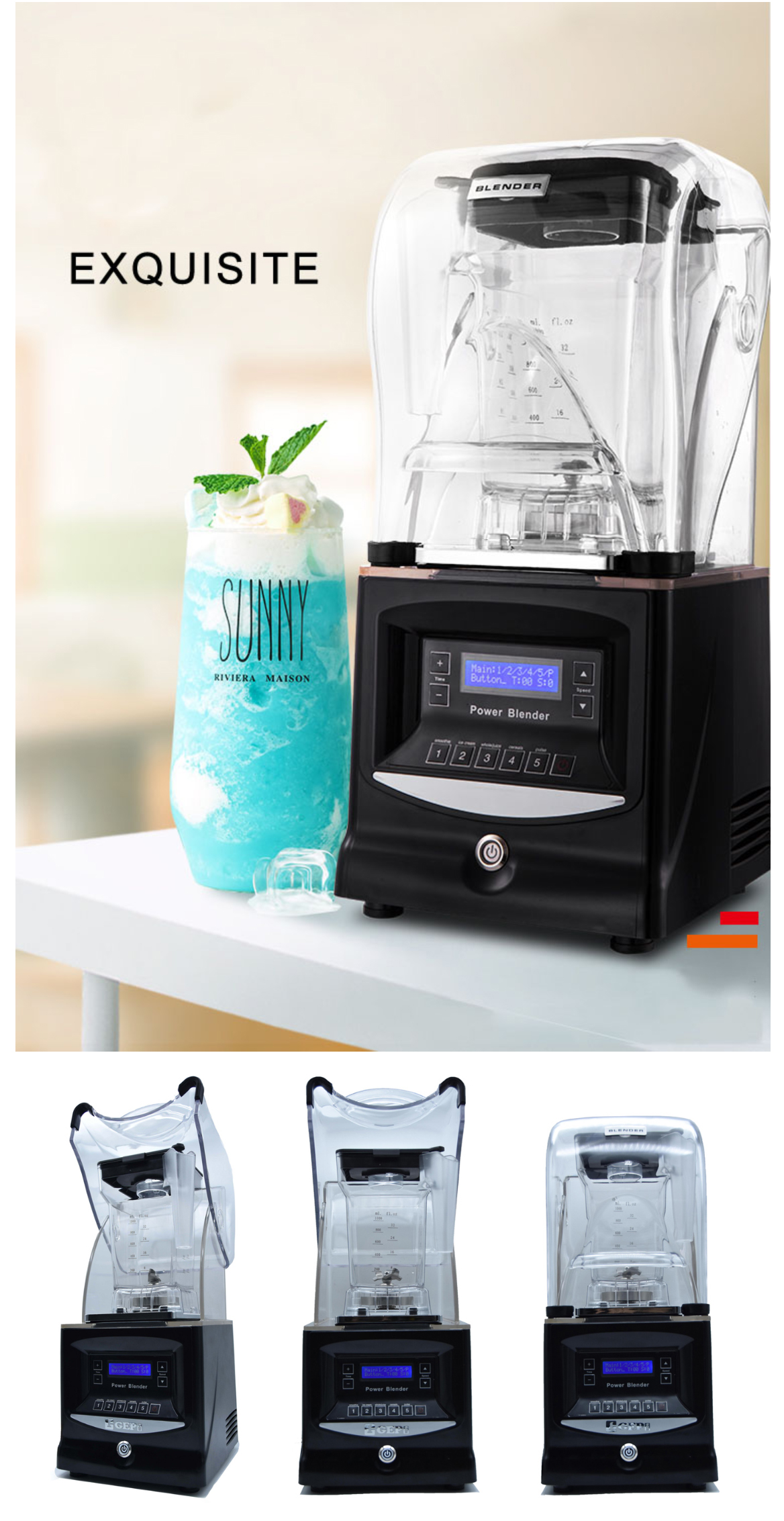 Strong Pure Copper Motor 4L Large Capacity Commercial Blender for Home Appliance