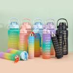 Summer Gradient Motivational 3 In 1 Water Bottle Set Leak Proof Water Bottle 40