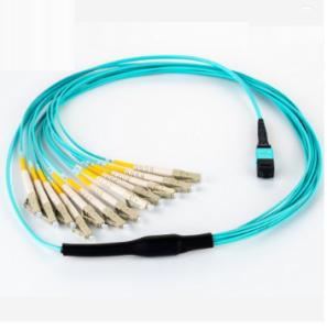 Wholesale MPO-LC MPO Connector 8 Cord Fiber Optic Patch Cord Aqua from china suppliers