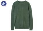 Multi Ribs Conbination Men's Knit Pullover Sweater Green Crew Neck Jumper