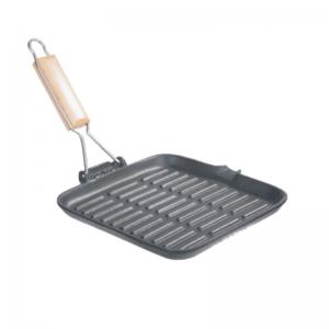Wholesale Square Cast Iron Grill Griddle Pre Seasoned Flat Iron Skillet Grill With Folding Handle from china suppliers