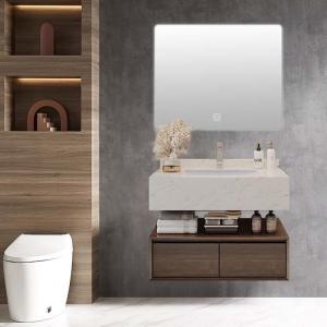 Wholesale Thickness 1.6cm Bathroom Vanity Cabinets Walnut Color For Hotel from china suppliers