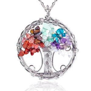 Wholesale 2.6*2.2inch/6.6*5.2cm Chakra Gemstone Necklace Release Anxiety from china suppliers