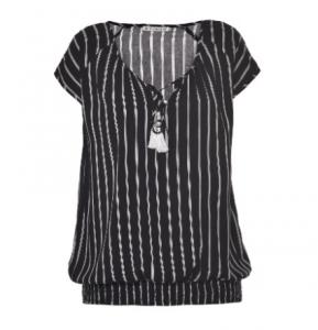 Wholesale Tassel Decoration Ladies Fashion Tops Girls Black And White Striped Shirt from china suppliers