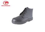 Cemented Black Safety Toe Boots With Embossed Action Leather For Womens / Mens
