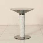 Satin Finish Natural Marble Top Stainless Steel End Table Metal