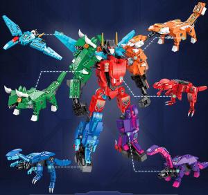 Wholesale Unisex 6 In 1 Mighty Dinosaur Toy Transforming Mecha Tyrannosaurus Great Gift for 7-12 from china suppliers