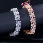 New Flower Bracelet Shining Tiny CZ Crystal Charming Bracelet Link Chain