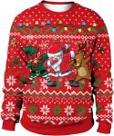 Unisex Ugly Christmas Sweater 3D Printed Funny Graphic Long Sleeve T-Shirt